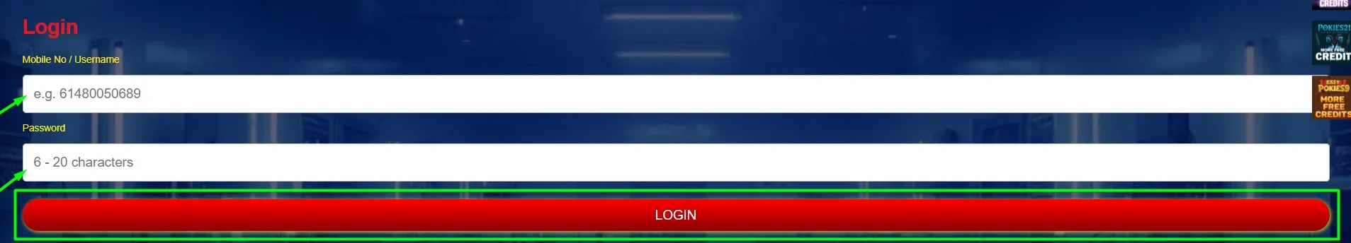 MethSpin casino login form interface